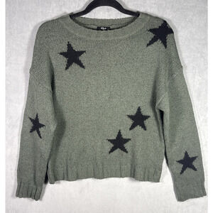 Rails Perci Olive‎ Green Black Stars Merino Wool Knit Sweater XS Extra Small